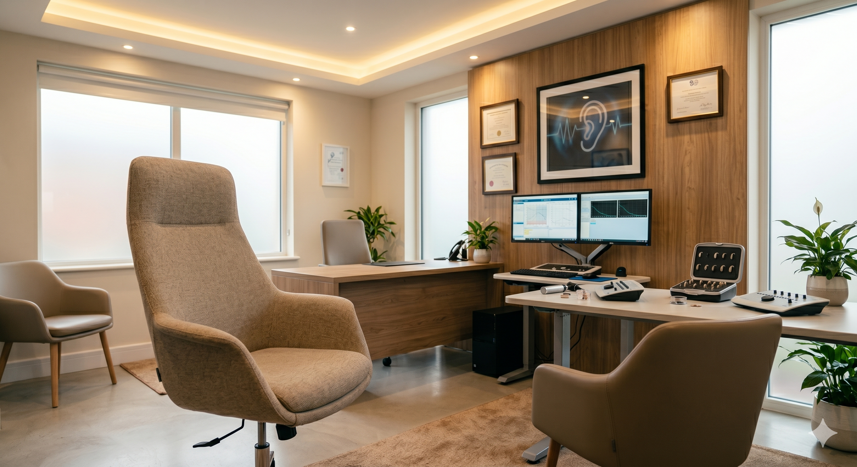 Professional audiology clinic interior
