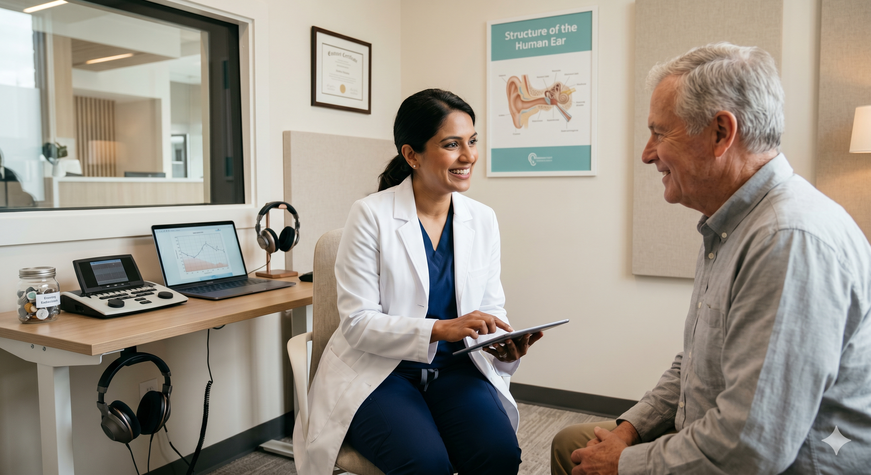 Audiologist consulting with a patient