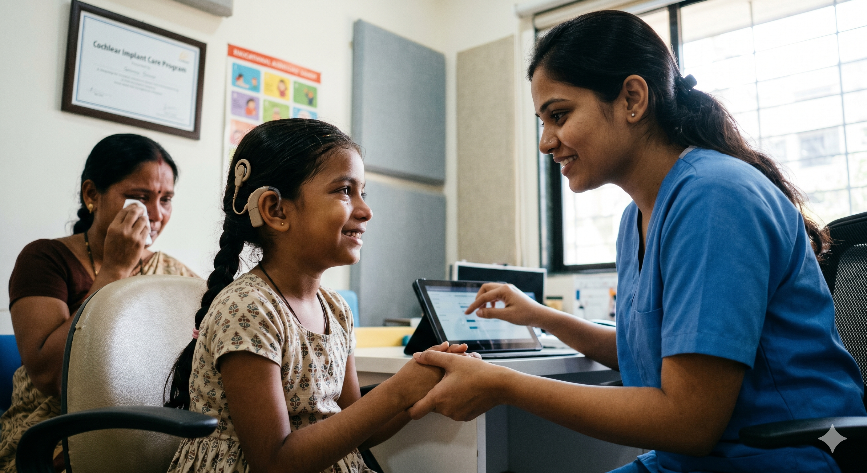 Child beneficiary receiving hearing care through CSR program